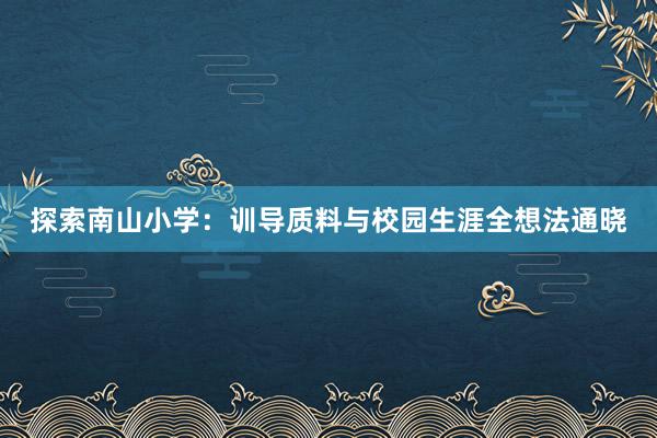 探索南山小学：训导质料与校园生涯全想法通晓